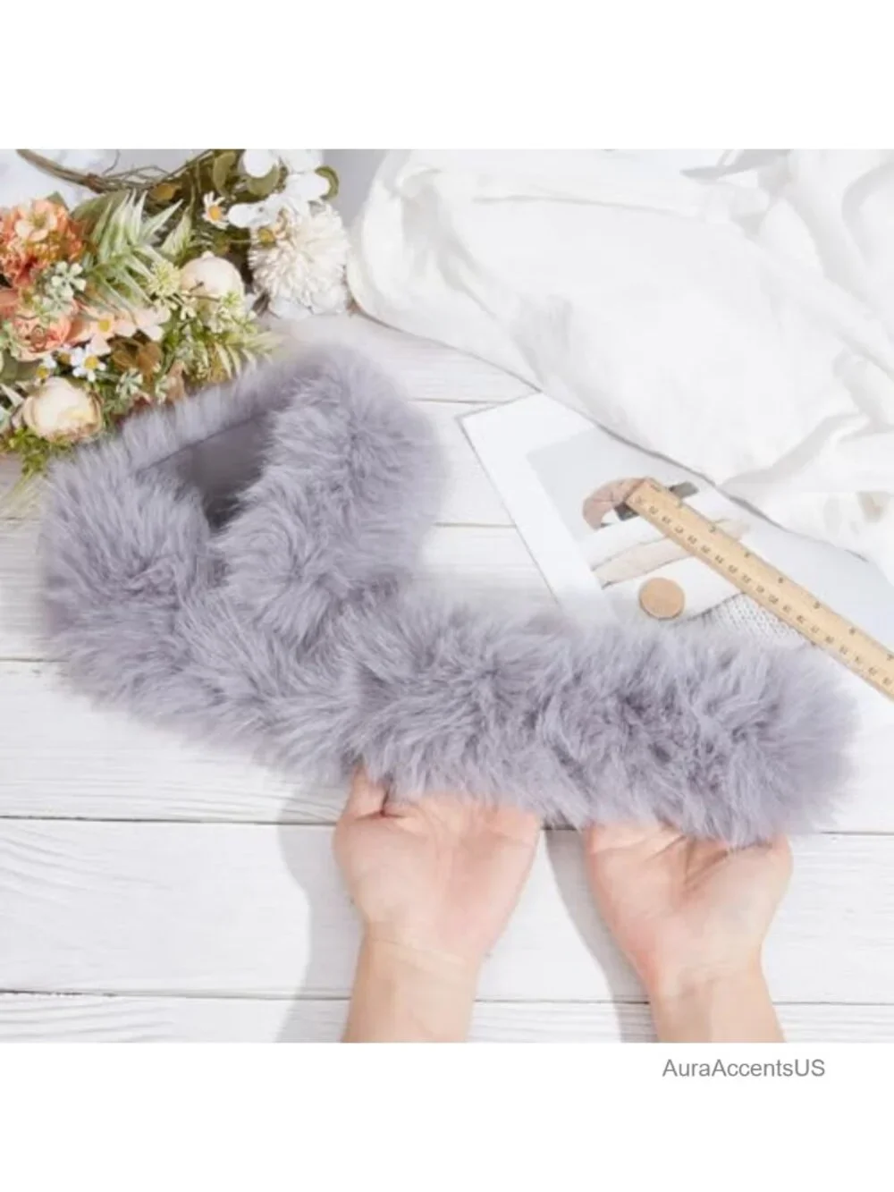 Faux Fur Collar Scarf Wrap Winter Neck Warmer Detachable Coat Jacket Hood Trim